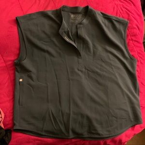 FIGS Rafaela Mandarin Collar Scrub Top Dark Harbor